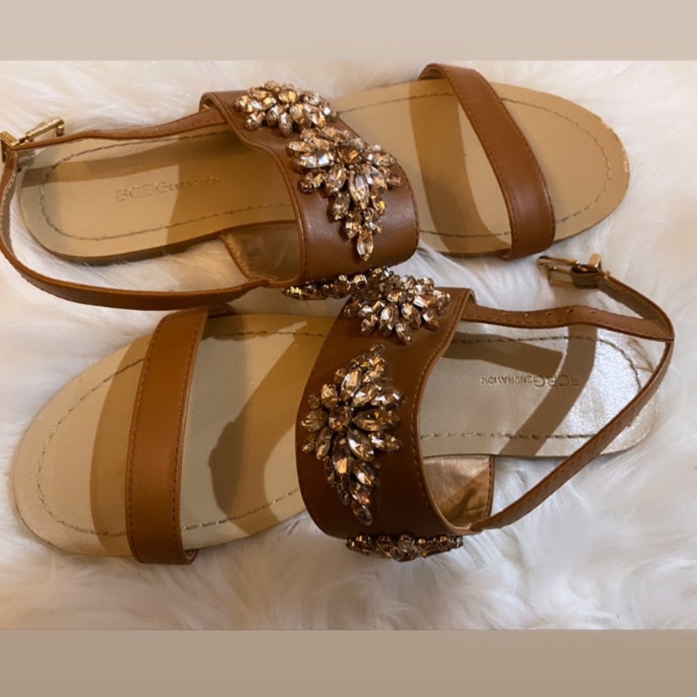 Bcbg tan rhinestones sandals